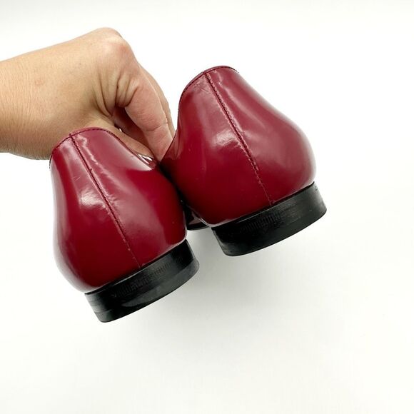 GUCCI Kira Horsebit Red Loafer Size 38.5 Glossy Patent Leather Slip On Flats - Picture 8 of 12